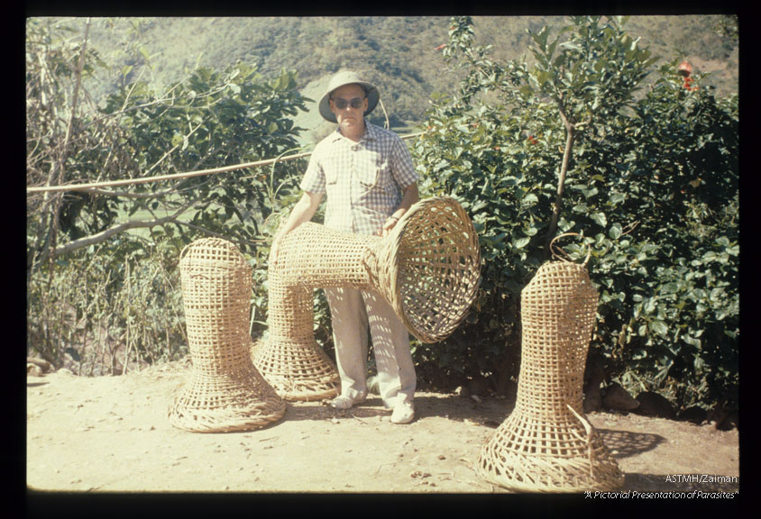 Traps used to catch crabs, the intermediate host.